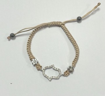 Armband   bruin zilverkleurig