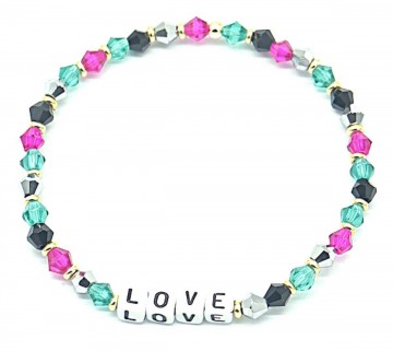Armband   love   groen zwart roze