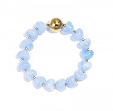 Armband blauwe hartjes kralen