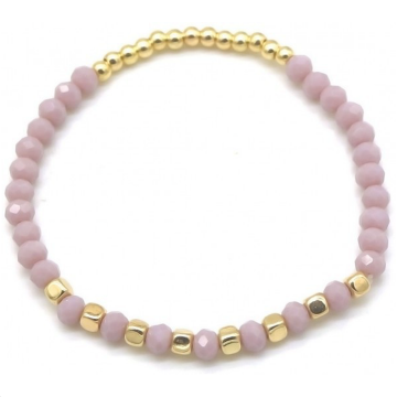 Armband geslepen kralen   paars goudkleurig