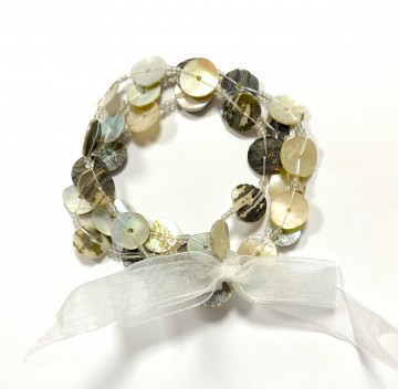Armband met strik   beige wit