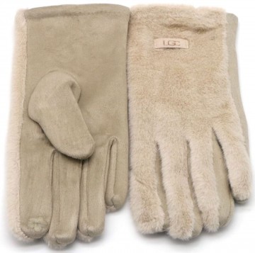 Beige handschoenen met teddy stof