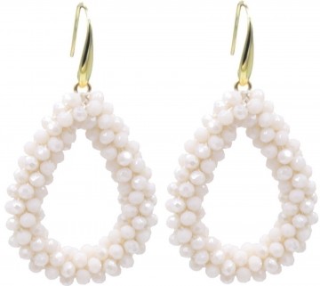 Beige oorbellen facet geslepen kralen