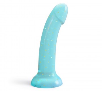 Blauwe glitter dildo
