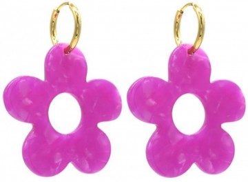 Bloem oorbellen knalroze