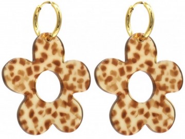 Bloem oorbellen met dierenprint