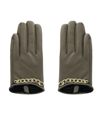 Bruine handschoenen met ketting detail
