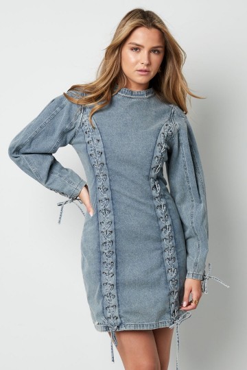 Denim dress on model