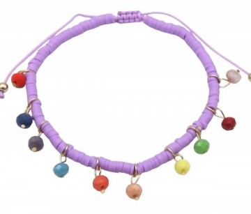 Enkelbandje kralen   paars multicolor