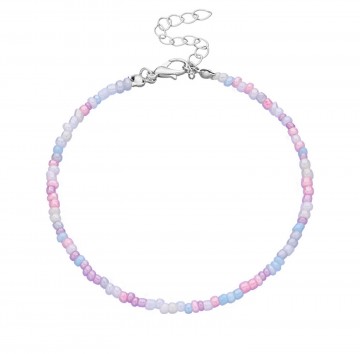 Enkelbandje met pastel kleurige kraaltjes 0