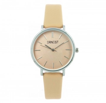 Ernest horloge   beige zilverkleurig   medium