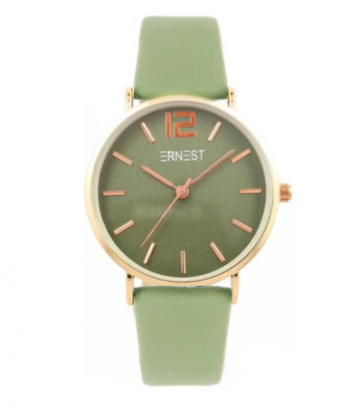 Ernest horloge   rosekleurig amandelgroen