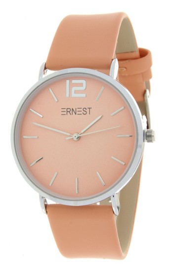 Ernest horloge   zilverkleurig oranje