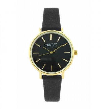 Ernest horloge   zwart goudkleurig