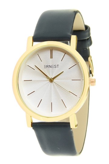Ernest horloge donkerblauw goudkleurig
