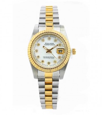 Ernest horloge goudkleurig zilverkleurig white marble