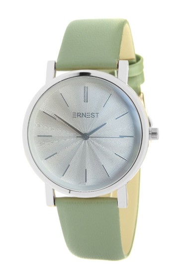 Ernest horloge groen zilverkleurig