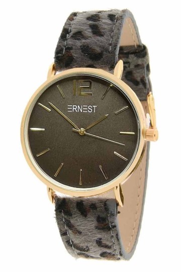 Ernest horloge luipaard print grijs