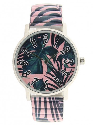 Ernest horloge pink leaves   roze