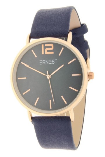 Ernest horloge rose donkerblauw