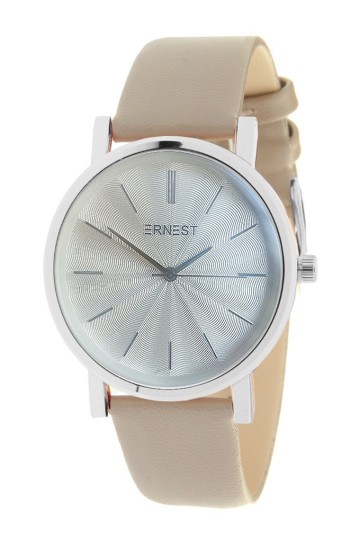 Ernest horloge taupe zilverkleurig