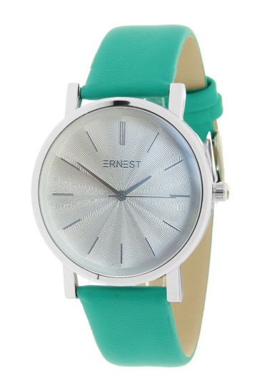 Ernest horloge turqoise zilverkleurig