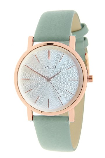 Ernest horloge zachtgroen blauw en rosekleurig
