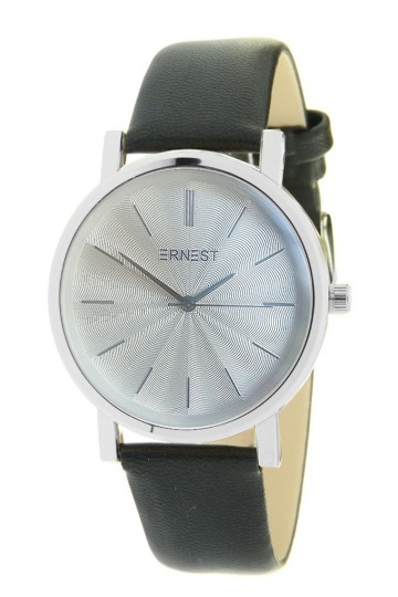 Ernest horloge zilverkleurig zwart