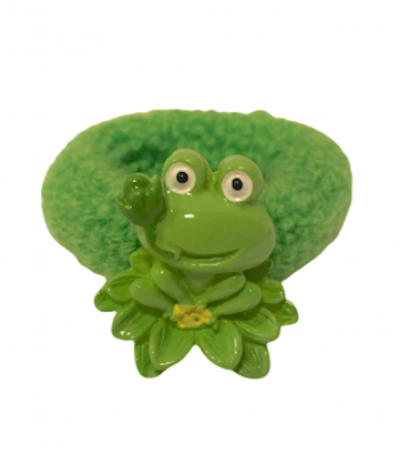 Haarelastiek kikker   groen