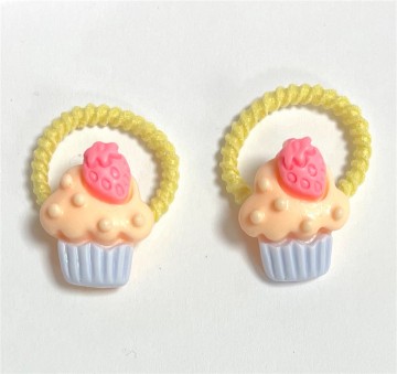 Haarelastiekjes   cupcakes   geel roze blauw