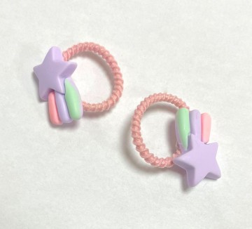 Haarelastiekjes   roze paars   sterren