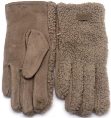 Handschoenen   teddy stof   bruin