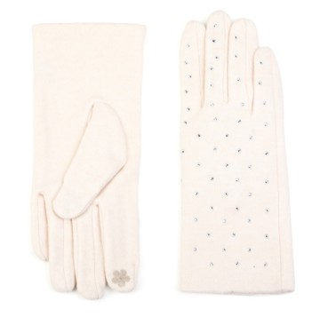 Handschoenen wit met steentjes en touchscreen tip 0