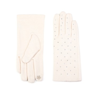 Handschoenen wit met steentjes en touchscreen tip