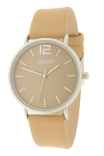 Horloge beige zilverkleurig ernest