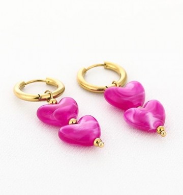 Hartjes oorbellen roze