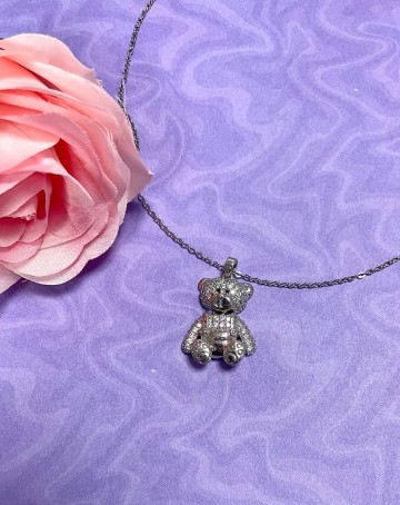 Ketting schattig zilverkleurig beertje