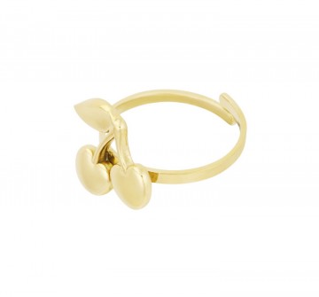 Kersen ring   goudkleurig