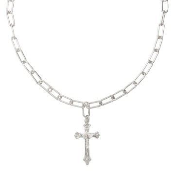 Ketting   kruis   zilverkleurig