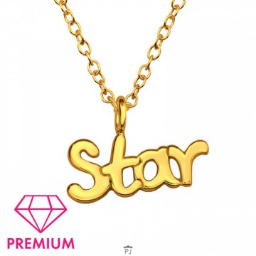 Ketting   star   925 sterling zilver   gold plated