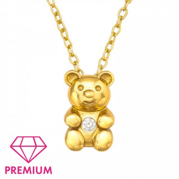 Ketting beertje   925 sterling zilver   gold plated