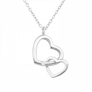 Ketting dubbel hart 925 sterling zilver