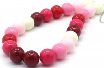 Ketting rode roze witte kralen