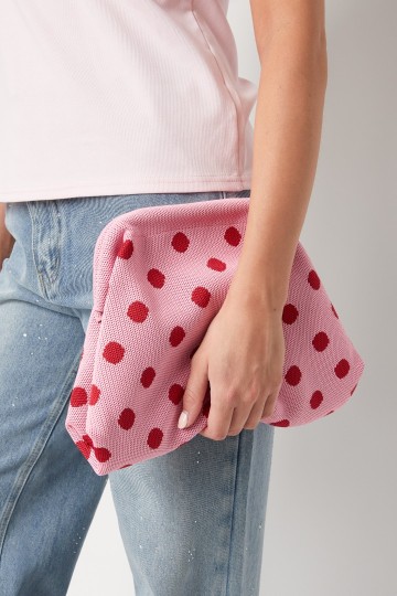Knipsluiting tasje roze met stippen