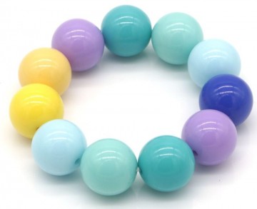 Kralenarmband turqoise blauw geel paars