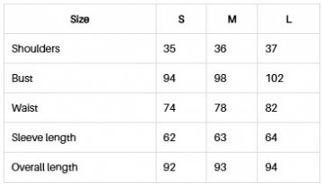 Maattabel in centimeters