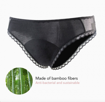 Menstruatie ondergoed zwart met kant