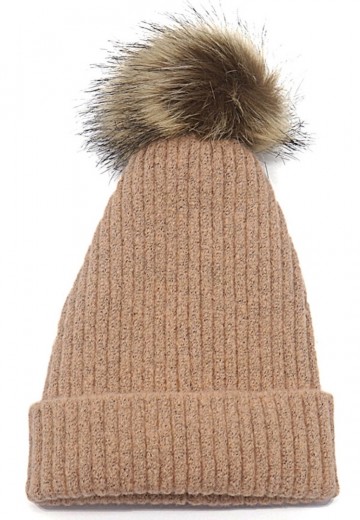 Muts met pompom roze