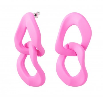 Oorbellen   big chain   roze