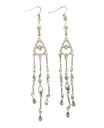 Oorbellen   zilverkleurig met zirkonia steentjes   121 centimeter